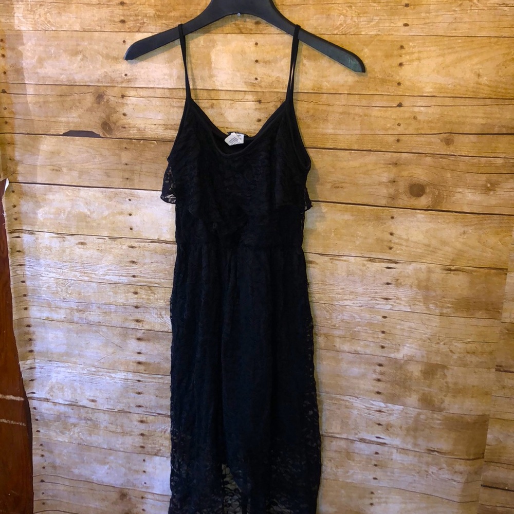 Black Lacy Dress with Open Lace Bottom